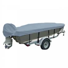 CARVER Poly%2DFlex II Narrow Series Styled%2Dto%2DFit Boat Cover f and 125 ft V%2DHull Fishing Boats %2D Grey