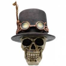 TREASURE COVE Steampunk Top Hat and Feather Skull 1