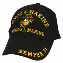 US MILITARY MERCHANDISE CAP ONCE A MARINE BLACK