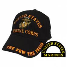 US MILITARY MERCHANDISE CAP USMC THE FEW THE PROUD BLACK