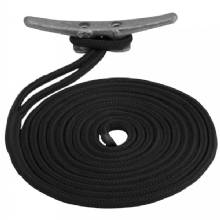 SEA DOG Double Braided Nylon Dock Line %2D 3 and 8 in x 10 ft %2D Black
