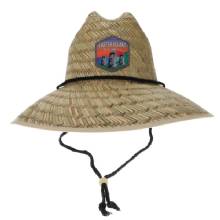 EASTER ISLAND MERCANTILE Straw Patch Hat with Floral Brim Blue