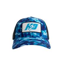 H2O H20 Logo Trucker Hat Blue Camo