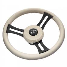 SCHMITT ONGARO Schmitt and Torcello Elite 14 in Wheel %2D Beige Leather and Cap %2D White Stitching %2D Black SS Spokes %2D 3 and 4 in Tapered Shaft
