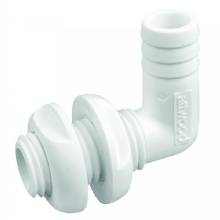 ATTWOOD White Plastic 90 Degree Thru%2DHull Connector %2D 3 and 4 in Inner Diameter