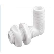 ATTWOOD White Plastic 90 Degree Thru%2DHull Connector %2D 1%2D1 and 8 in Inner Diameter