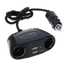 POWERDRIVE 12V 2%2DWay Corded Adapter with 2 USB Port PD9431USB %2D Cigarette Lighter USB Charger Car Adapter for Plug Outlet Multi Port Splitter %2D Black