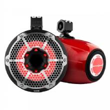 DS18 HYDRO 10 in Neodymium Marine Towers w and Built in Passive Radiator 1 in Driver and RGB LED Lights %2D 900W %2D Red