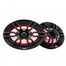 DS18 HYDRO 6 x 9 in 2%2DWay Marine Speakers w and Integrated RGB LED Lights %2D 375W %2D Black