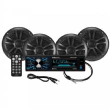 BOSS AUDIO MCBK634B64 Kit w and MR634UAB 4 MR6B Speakers and MRANT10 Antenna