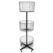 MERCHANDISING PORTFOLIO 3%2DTier Basket Bin Floor Display Black