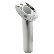 CE SMITH Flush Mount Rod Holder %2D 30 Degree and 9 in Depth %2D Stainless Steel %2D Cast Bottom %2D White Vinyl Liner