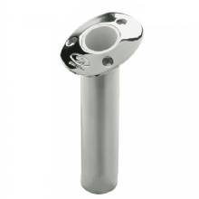 CE SMITH Flush Mount Rod Holder %2D 15 Degree and 9 in Depth %2D Stainless Steel %2D Cast Gimbal %2D White Vinyl Liner