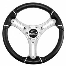 SCHMITT MARINE Torcello 14 in Wheel %2D 04 Series %2D Polyurethane Wheel w and Chrome Trim and Cap %2D Brushed Spokes %2D 3 and 4 in Tapered Shaft