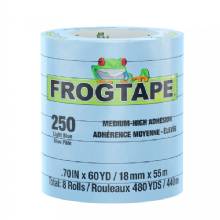 FROGTAPE CP 250 Medium%2DHigh Adhesion Masking Tape %2D 18MM x 55M x 8%2DPack %2D Light Blue %2D Rated for 250 deg%2DF