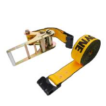 KINEDYNE 553021BT 3%2DInch by 30%2DFoot Flat Hook Ratchet Strap 5400WLL%2DYellow