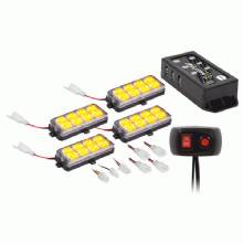 HEISE 8 LED 4Pk Amber Grille Strobe Kit