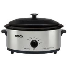 NESCO 6%2DQt 750%2DWatt Roaster with Porcelain Cookwell Silver