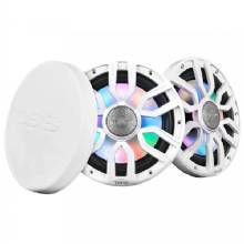 DS18 8 in 2%2DWay Coaxial Marine Speakers w and Digital LED Lights and Bullet Tweeter %2D White %2D 175W 4%2DOhm