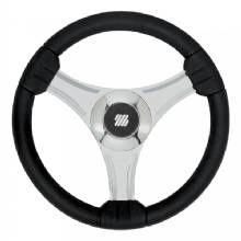 UFLEX USA %2D Tavolara %2D 138 in Black Polyurethane Steering Wheel w and Silver Spokes and X62 Hub