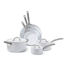 BLACK and DECKER 9%2DPiece Ceramic White Aluminum Cookware Set