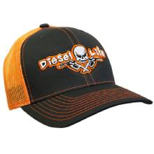 DIESEL Snap Back Cap Charcoal Black and Orange