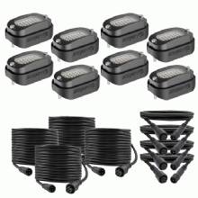 HEISE RGBW Wide Angle Rock Light Kit 8Pk