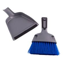 HELPMATE HelpMate Mini Dustpan and Brush HM93500 Small Dust Pan and Hand Broom Mini Broom and Dustpan Set Gray