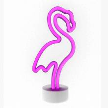 NEON KNIGHT LED Neon Light Sign Room Decoration USB or Battery Powered Dorm Decoration Pink Flamingo NS1906031