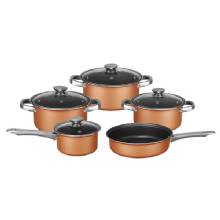 BRENTWOOD APPLIANCES 9%2DPiece Nonstick Copper%2DClad Cookware Set with Glass Lids