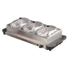 BRENTWOOD APPLIANCES 180%2DWatt 45%2DQt 3%2DPan Buffet Server and Warming Tray Silver