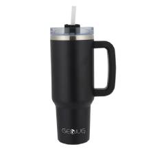 BRENTWOOD GEOJUG 40%2DOz Insulated Stainless Steel Tumbler Cup with Handle Lid and Straw Black