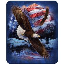 REGAL COMFORT Bald Eagle Flag Medium Weight Queen Size Faux Fur Blanket DB53242 %2D Gifts for Men Large 71 Inch x 91 Inch Throw Blanket Eagle Fleece