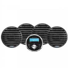 AQUATIC AV Economy Gauge Stereo and Speakers Kit %2D Black