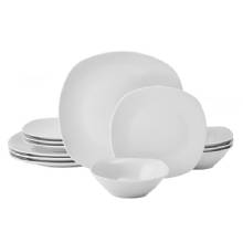 STUDIO NOVA Square Porcelain Dinnerware Set 12 Pieces Tara White