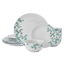 STUDIO NOVA Porcelain Dinnerware Set 12 Pieces Gray Moonlit Leaves
