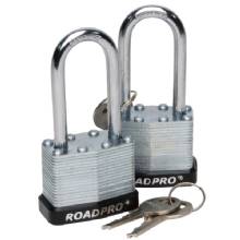 ROADPRO RoadPro 2%2DPack 40mm Steel Laminated Padlock with 2%2DInch Shackle Bumpered Locker Lock Weather%2DProof