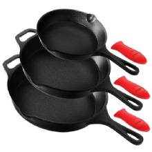 NUTRICHEF 3%2DPiece Pre%2DSeasoned Cast Iron Skillet Pans