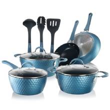 NUTRICHEF Diamond Home Kitchen Cookware Set Blue