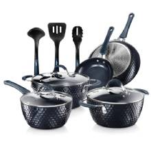 NUTRICHEF Diamond Home Kitchen Cookware Set Dark Blue