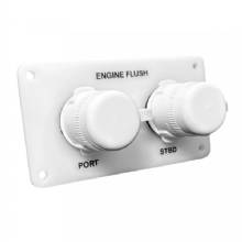FLUSHMASTER Flush Port Reroute Dual Outlet %2D White Acrylic Plate %2D Horizontal %2D 1 and 2 ft Barb
