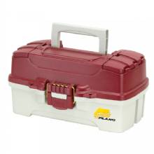 PLANO 1%2DTray Tackle Box w and Dual Top Access %2D Red Metallic and Off White