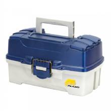 PLANO 2%2DTray Tackle Box w and Dual Top Access %2D Blue Metallic and Off White