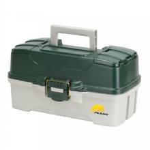 PLANO 3%2DTray Tackle Box w and Dual Top Access %2D Dark Green Metallic and Off White