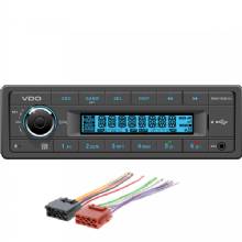 VDO 12V Radio w and FM RDS Tuner MP3 and WMA and USB and Bluetooth %2D Blue Illumination %2D Includes Power Speaker Harness