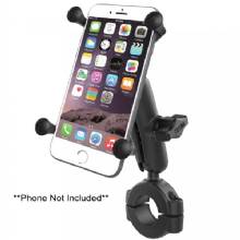RAM Mount Torque 1 1 and 8 inch %2D 1 1 and 2 inch Handlebar and Rail Base with 1 inch Ball Medium Arm and X%2DGrip for Larger Phones