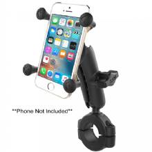 RAM Mount Torque 1 1 and 8 inch %2D 1 1 and 2 inch Handlebar and Rail Bae with 1 inch Ball Medium Arm and X%2DGrip for Larger Phones